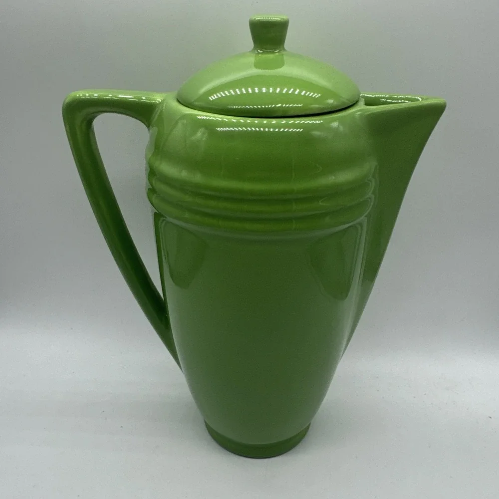 Bauer Pottery RINGWARE Parrot Green Coffee Pot Vintage Ring Art Deco 9.5